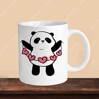 Premium 330ml Ceramic White Coffee Mug - love panda- Single  Pack-thumb2