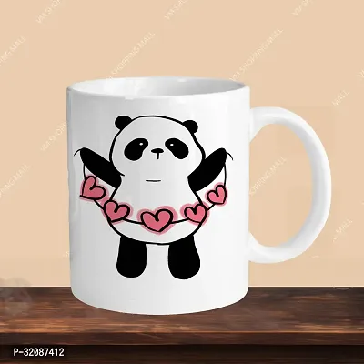 Premium 330ml Ceramic White Coffee Mug - love panda- Single  Pack-thumb3