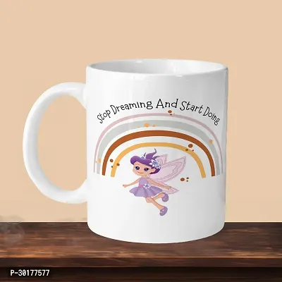 VM SHOPPING MALL Premium 330ml Ceramic White Coffee Mug - Perfect for Coffee and Tea - Single Pack Stop Dreaming And Start Doing Fairy Tail L-thumb0