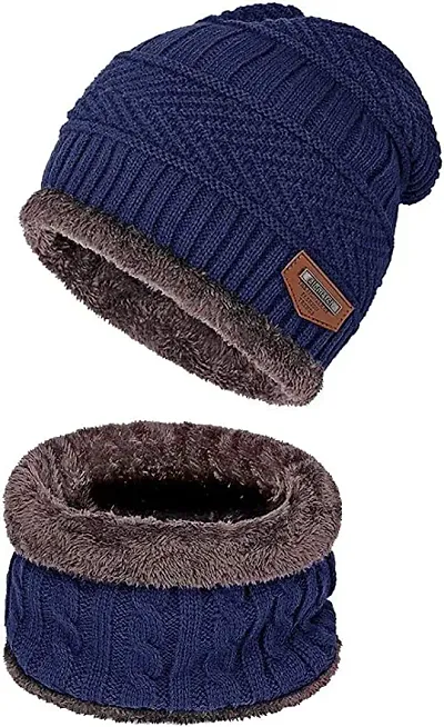 Stylish Warm Men Black Wool Beanie Cap Pack of 1 set , Random Color