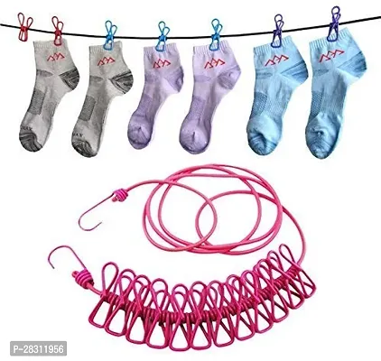 Plastic Clothesline Laundry Line Rope with 12pcs-thumb0