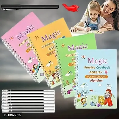 Sank Magic Practice Copybook, 4 Pcs Magic Calligraphydwriting Book for Kid Calligraphic Letter Writing (4 Books + 10 Refill + 1 Pen +1 Fingertip)-thumb0