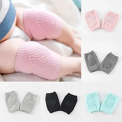 Baby Knee Pads for Crawling  AntiSlip Padded Stretchable Elastic Cotton Soft Breathable Comfortable Knee Cap Elbow Safety Protector Knee Protection For Baby Safe For Knee Soft To Wear Baby Set Orthopedic Knee Support (Random Color   pack of 5)