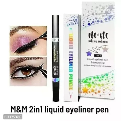 Trendy M  M 2In1 Tattoo Seal Eyeliner Tattoo Stamp Is A Unique Quick Dry, Long Lasting Eyeliner With Felt Tip On One End And Star Stamp Pack Of 1