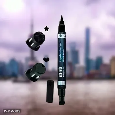 Trendy M  M 2In1 Tattoo Seal Eyeliner Tattoo Stamp Is A Unique Quick Dry, Long Lasting Eyeliner With Felt Tip On One End And Star Stamp Pack Of 1