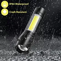 Zoomable Waterproof Torchlight LED 2in1 3 Mode Waterproof Rechargeable LED Zoomable Metal 7w Torch (Black, 9.3 cm, Rechargeable) Pack Of 1-thumb2