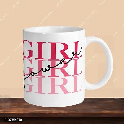 Premium 330ml Ceramic White Coffee Mug - girl power- Single  Pack-thumb3