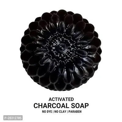 ACTIVATED CHARCOAL HANDMADE BATHING SHOP for for skin whitening, Tan Removal, Treat Oily Skin and Deep Cleansing COMBO PACK OF 1 (1x100gm) | CHEMICAL FREE SOAP Bath Scrubs  Soaps-thumb0