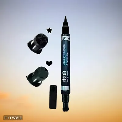 Trendy M  M 2In1 Tattoo Seal Eyeliner Tattoo Stamp Is A Unique Quick Dry, Long Lasting Eyeliner With Felt Tip On One End And Star Stamp Pack Of 1