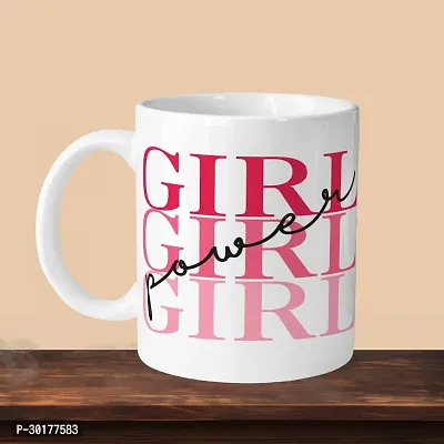 VM SHOPPING MALL Premium 330ml Ceramic White Coffee Mug - Perfect for Coffee and Tea - Single Pack Girl Power L-thumb0