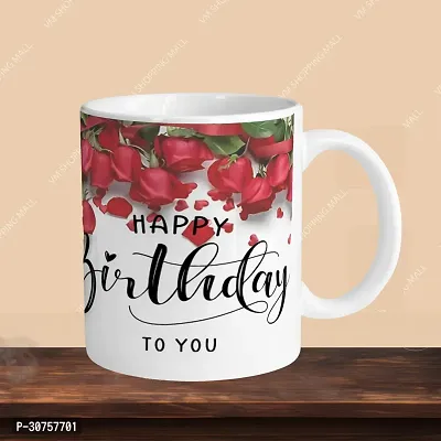 330ml Ceramic White Coffee Mug - Happy Birthday 03 - WithApple Keychain-thumb3