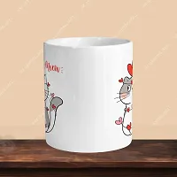 Premium 330ml Ceramic White Coffee Mug - cat meow- Single  Pack-thumb1