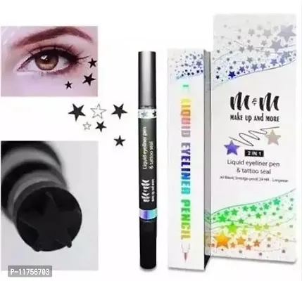 Trendy M  M 2In1 Tattoo Seal Eyeliner Tattoo Stamp Is A Unique Quick Dry, Long Lasting Eyeliner With Felt Tip On One End And Star Stamp Pack Of 1