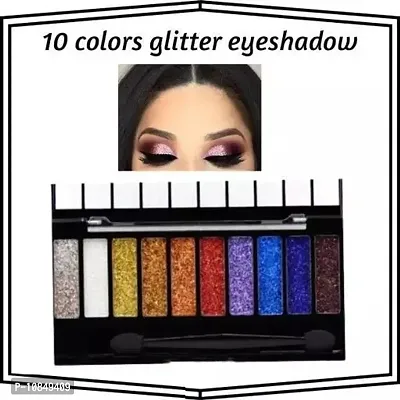 10 Color Glitter Eyeshadow Palette Glitter Eyeshadow Palette Glitter Powder Eyeshadow Palette Color Glitter  Multicolor Shimmery Finish-thumb0