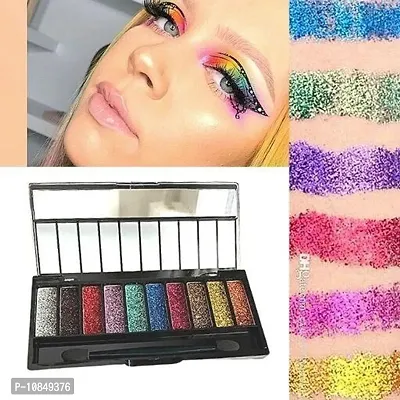 10 Color Glitter Eyeshadow Palette Glitter Eyeshadow Palette Glitter Powder Eyeshadow Palette Color Glitter  Multicolor Shimmery Finish-thumb0