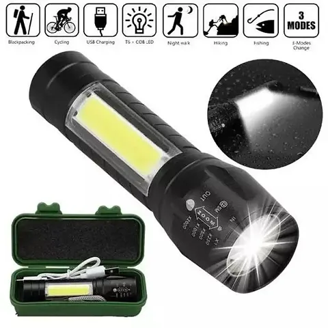 Zoomable Waterproof Torchlight LED Metal 7w Torch Rechargeable Pack Of 1