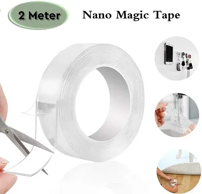 Double Sided Tape  Heavy Duty Self Adhesive Tape  Two Side Sticky Pads Strong Wall Adhesive Strips No Marks Reusable Removable Clear Tape for Picture Hanging  Carpet Glue  pack of 1