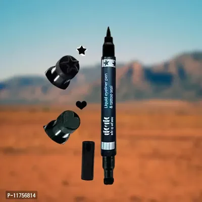 Trendy M  M 2In1 Super Double-Headed Black Liquid Eyeliner Pencil Pen Waterproof Star Heart Pack Of 1-thumb0
