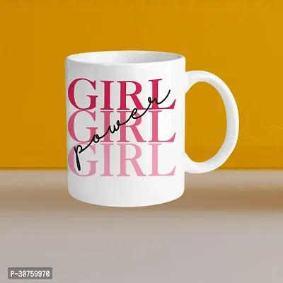 Premium 330ml Ceramic White Coffee Mug - girl power- Single  Pack-thumb0