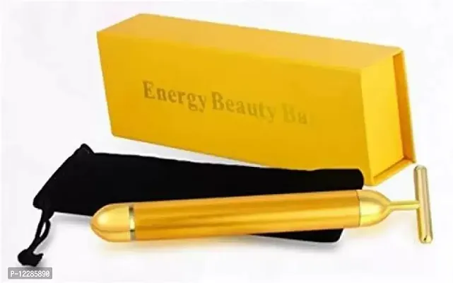 24K Gold Energy Beauty Bar Electric Vibration Facial Massage Roller Waterproof Face Skin Care (Pack Of 1)