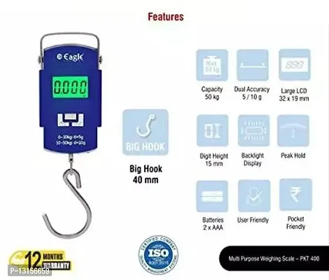 Electronic Portable Fishing Hook Type Digital Led Screen Luggage Weighing Scale, 50 Kg Pack Of 1-thumb5