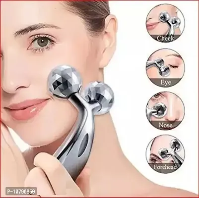 Face Body Roller Massager, 3D Roller Face Massager Y-Shape Face Lift Tool Firming Beauty Massage Body Face Massager (Silver) (Pack Of 1)-thumb0