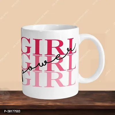 VM SHOPPING MALL Premium 330ml Ceramic White Coffee Mug - Perfect for Coffee and Tea - Single Pack Girl Power L-thumb3