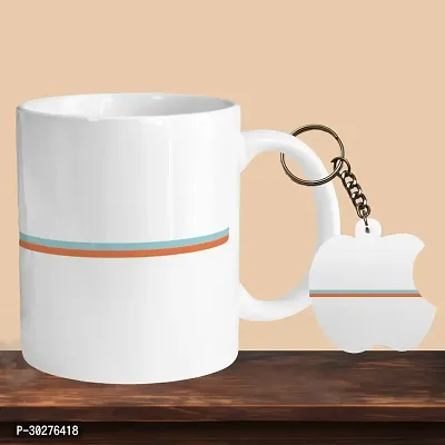 Premium 330ml Ceramic White Coffee Mug - Perfect for Coffee and Tea - With Keychain-thumb0