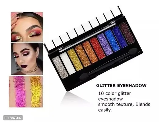 10 Color Glitter Eyeshadow Palette Glitter Eyeshadow Palette Glitter Powder Eyeshadow Palette Color Glitter  Multicolor Shimmery Finish-thumb0