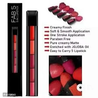 &nbsp;5 IN 1 LIPSTICK DIFFERENT FIVE SHADE EASY TO USE Multi Color&nbsp;Pack Of 1 (Random Shades)-thumb0