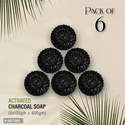 &nbsp;Natural Activated Charcoal Bathing Soap 100 gm random shape - pack of 6-thumb0