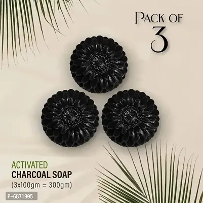 &nbsp;Natural Activated Charcoal Bathing Soap 100 gm random shape - pack of 3-thumb0