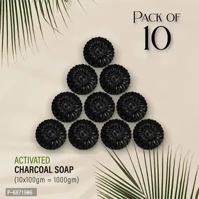 nbsp;Natural Activated Charcoal Bathing Soap 100 gm random shape - pack of 10-thumb0