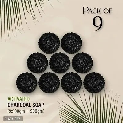 &nbsp;Natural Activated Charcoal Bathing Soap 100 gm random shape - pack of 9-thumb0