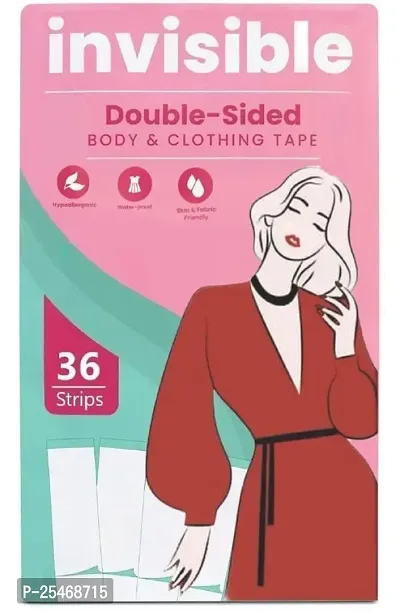 Double-Sided Tape for Fashion-36 Strips, Tape for Clothes, Fabric Tape for Women Clothing and Body, All Day Strength Tape Adhesive, Invisible and Clear Tape for Sensitive Skins| Transparent