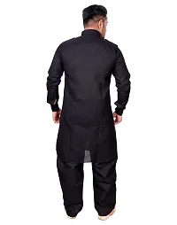 Syrox Men's Cotton Pathani Salwar Suit | Traditional Kurta | Cotton Blend Material | Ethnic Wear for Men/Boys Black-thumb3