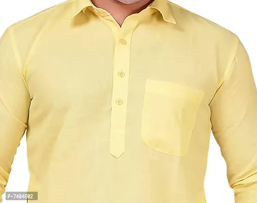 Syrox Royal and Premium Men's Pathani Kurta Salwar Suit | Cotton Blend Material | Ethnic Wear/for Men/Boys Lemon-thumb5