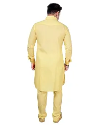 Syrox Royal and Premium Men's Pathani Kurta Salwar Suit | Cotton Blend Material | Ethnic Wear/for Men/Boys Lemon-thumb2