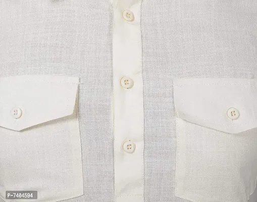 Syrox Men's Cotton Pathani Salwar Suit | Traditional Kurta | Cotton Blend Material | Ethnic Wear for Men/Boys Cream-thumb5