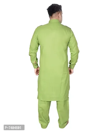 Syrox Men's Cotton Pathani Salwar Suit | Traditional Kurta | Cotton Blend Material | Ethnic Wear for Men/Boys Green-thumb4