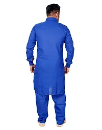Syrox Men's Cotton Pathani Salwar Suit | Traditional Kurta | Cotton Blend Material | Ethnic Wear for Men/Boys Royal Blue-thumb3