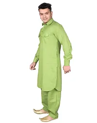 Syrox Men's Cotton Pathani Salwar Suit | Traditional Kurta | Cotton Blend Material | Ethnic Wear for Men/Boys Green-thumb1