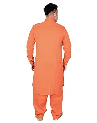 Syrox Men's Cotton Pathani Salwar Suit | Traditional Kurta | Cotton Blend Material | Ethnic Wear for Men/Boys Orange-thumb3