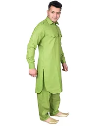 Syrox Men's Cotton Pathani Salwar Suit | Traditional Kurta | Cotton Blend Material | Ethnic Wear for Men/Boys Green-thumb2