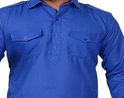 Syrox Men's Cotton Pathani Salwar Suit | Traditional Kurta | Cotton Blend Material | Ethnic Wear for Men/Boys Royal Blue-thumb4