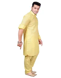 Syrox Royal and Premium Men's Pathani Kurta Salwar Suit | Cotton Blend Material | Ethnic Wear/for Men/Boys Lemon-thumb3