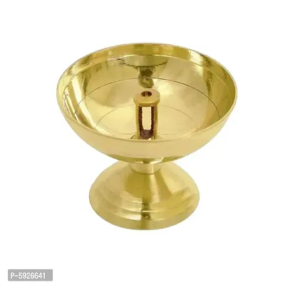 Rudram Brass Akhand Jyot Diya/Akand Jot Diya/Oil Lamp/Aarti Jyoti/Puja Diya/Diya Temple/Pital Diya/Gifts Decor Table Diya (Height 2 inch, Gold)