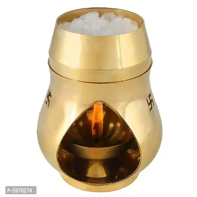 Brass Incense Burner/Camphor Lamp (Gold_6 Inch X 3 Inch X 3 Inch)