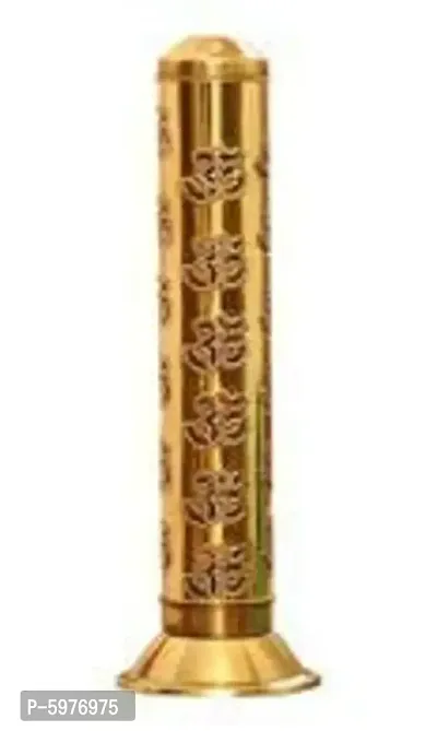 Antique Decor Pure Flower Brass Sheet Light Weight Agarbatti Holder (29 x 9 x 9 cm , Golden)-thumb0