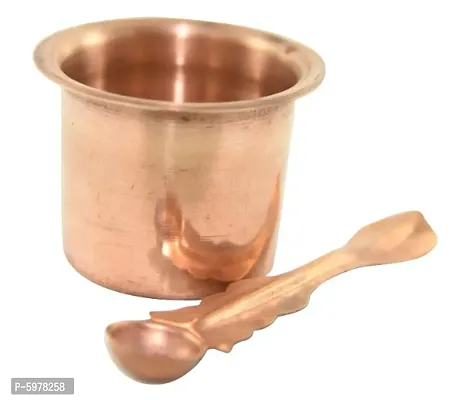 Pure Copper Puja Patra Punch Patra Jal Patra with Achmani Spoon Set for Pujan Purpose Charnamrit Set-thumb0